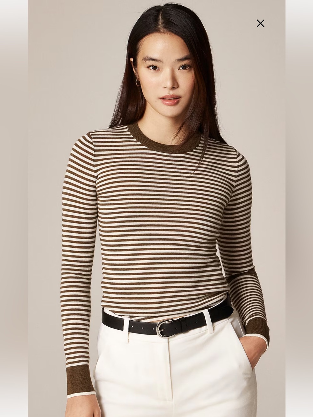 J. Crew Carolyn Women's Striped Brown and White sweater Top XS nwt
